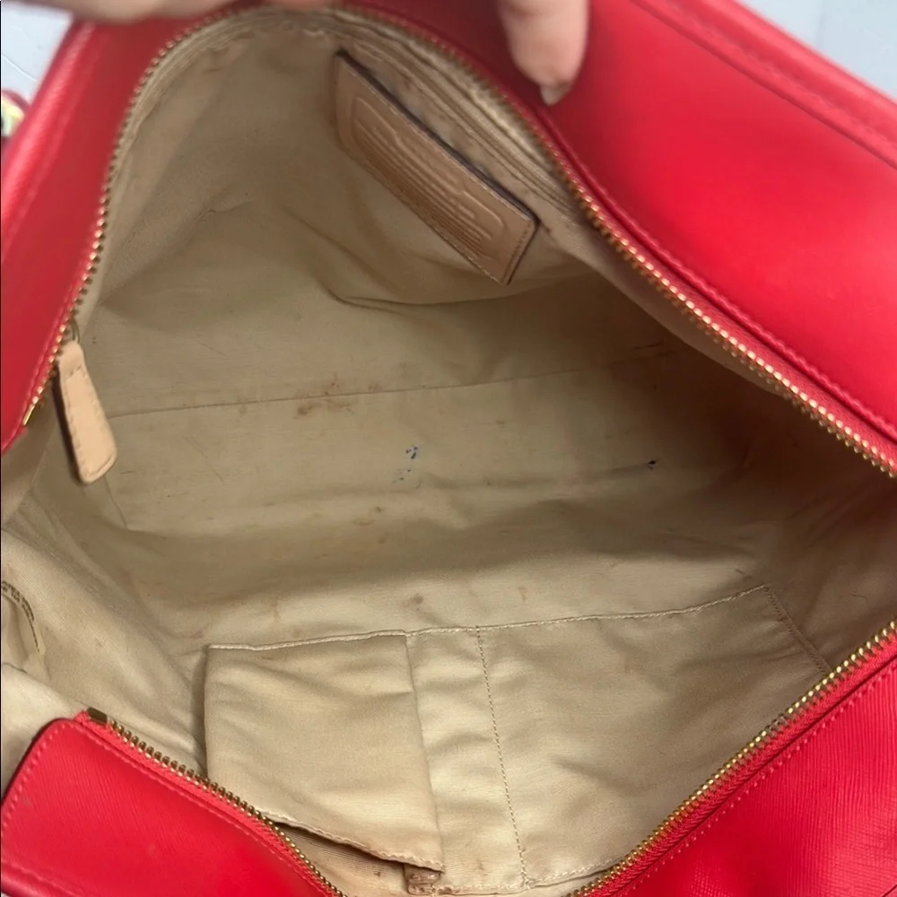 COACH PEYTON LEATHER ZIP TOP SHOPPER TOTE BAG PURSE PERSIMMON